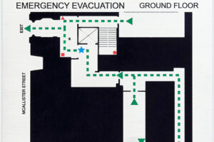 Aluminum Plaque Fire Emergency Evacuation Sign - McAllister Street