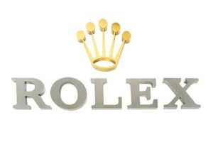 Aluminum Flat Cut Letters Brass Logo - Rolex